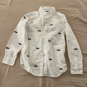 EUC Janie and Jack Embroidered Trains Button down Shirt Size 8